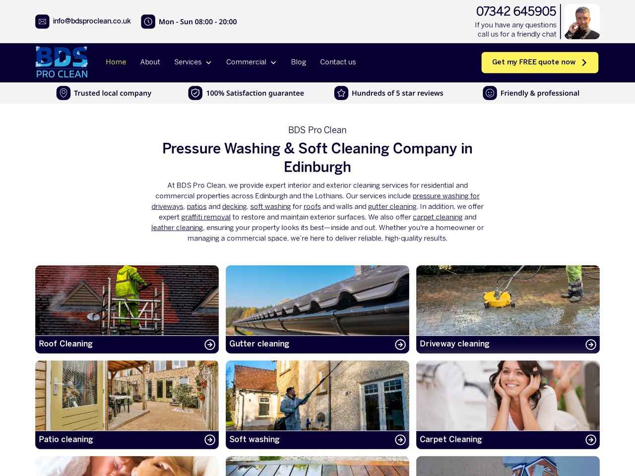 BDS Pro Clean website designed and built by JPcreates