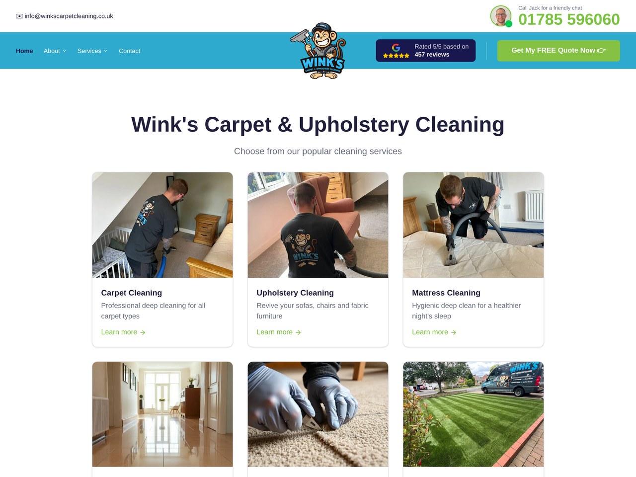 Wink's Carpet & Upholstery Cleaning website designed and built by JPcreates